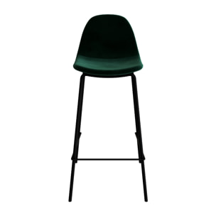 Lot de 2 chaises pour îlot central 65 cm en velours vert foncé - Henrik