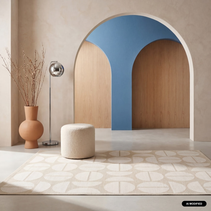 Tapis intérieur/extérieur motifs géométriques crème, beige  MEGAN