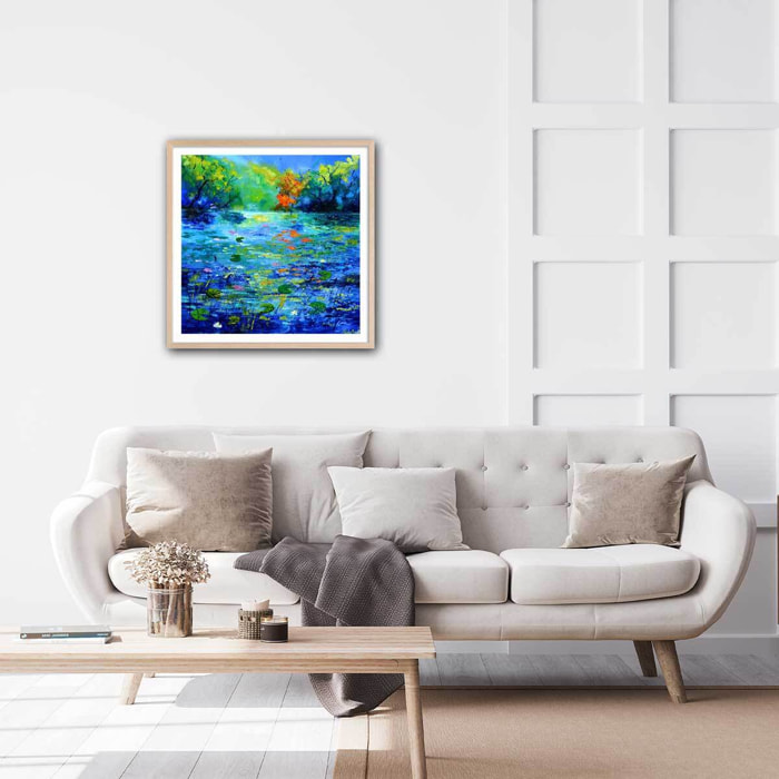 Affiche  nenuphars et nymphéas Affiche + cadre en bois - Chêne
