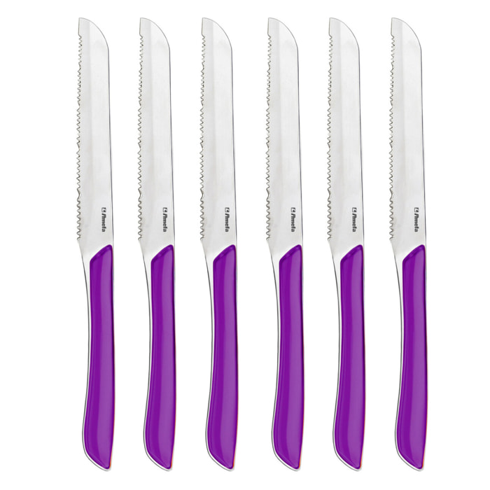 Solstizio Viola - Set di 6 coltelli multiuso con lama seghettata