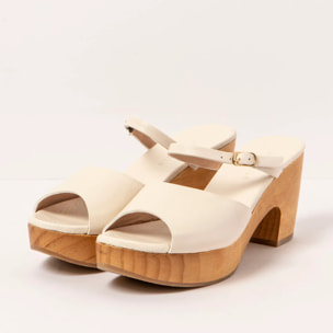 Sandalias con tacón S3273 NAPPA CREAM/ ST.LAURENT SANDAL color Cream