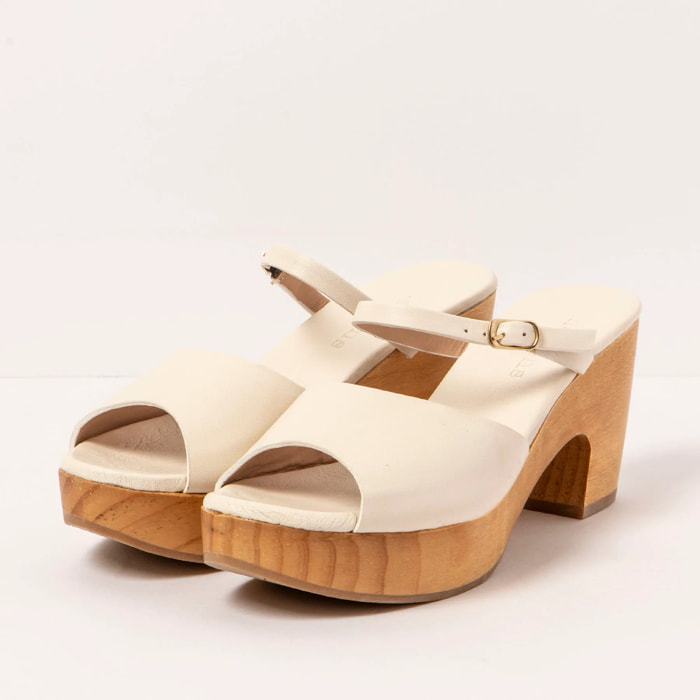 Sandalias con tacón S3273 NAPPA CREAM/ ST.LAURENT SANDAL color Cream