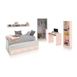 Dormitorio juvenil Kenia Max Blanco Alpes - Rosa y Gris