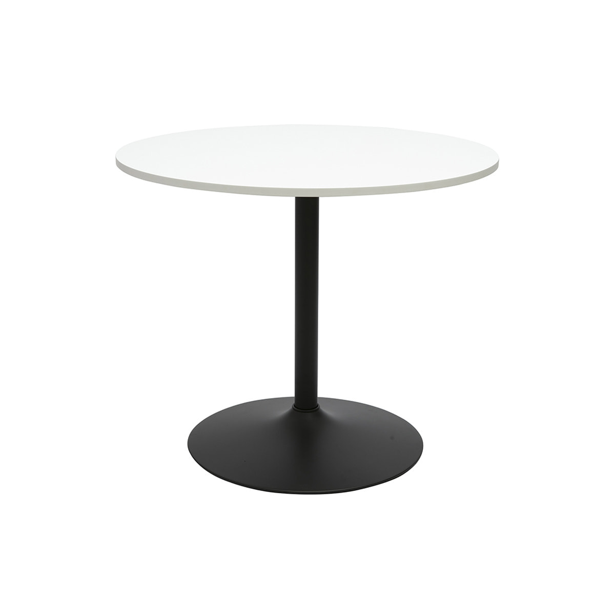Table à manger design ronde blanche et métal noir D90 cm CALISTA