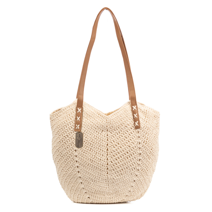 Benetutti Bolso de hombro Mujer. Tejido Algodón Crochet.