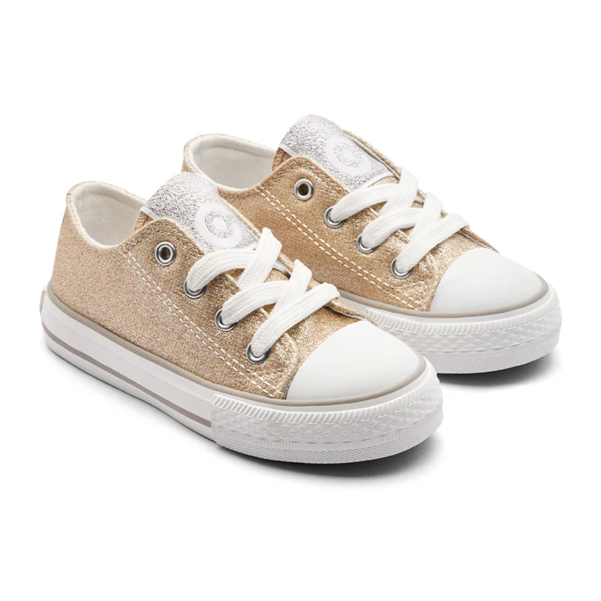 Zapatillas Bajas de Niña Acabado Glitter en Dorado