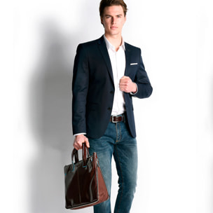 Piquadro Borsa sottile porta pc e porta iPad® in pelle con protezione antiurto, espandibile