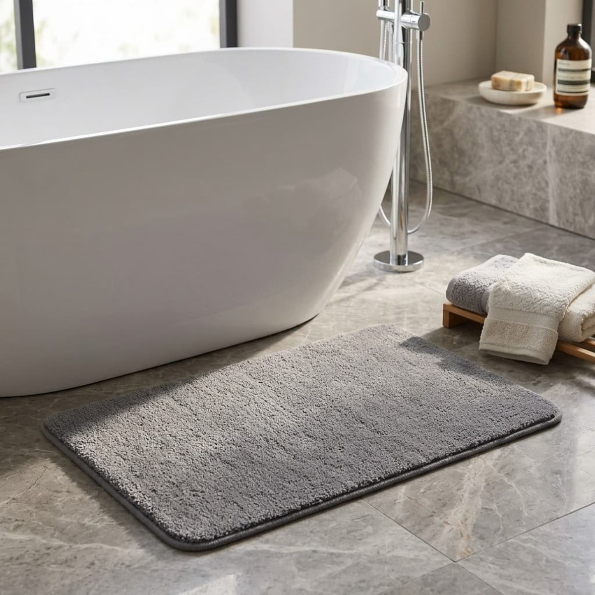 Vision 50x80 cm tapis de salle de bain en polyester, anthracite (SATDPREDAN)