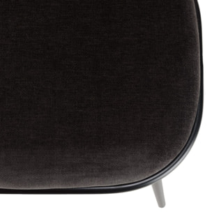 LEA - Lot de 2 chaises assise tissu noir large dossier effet cannage