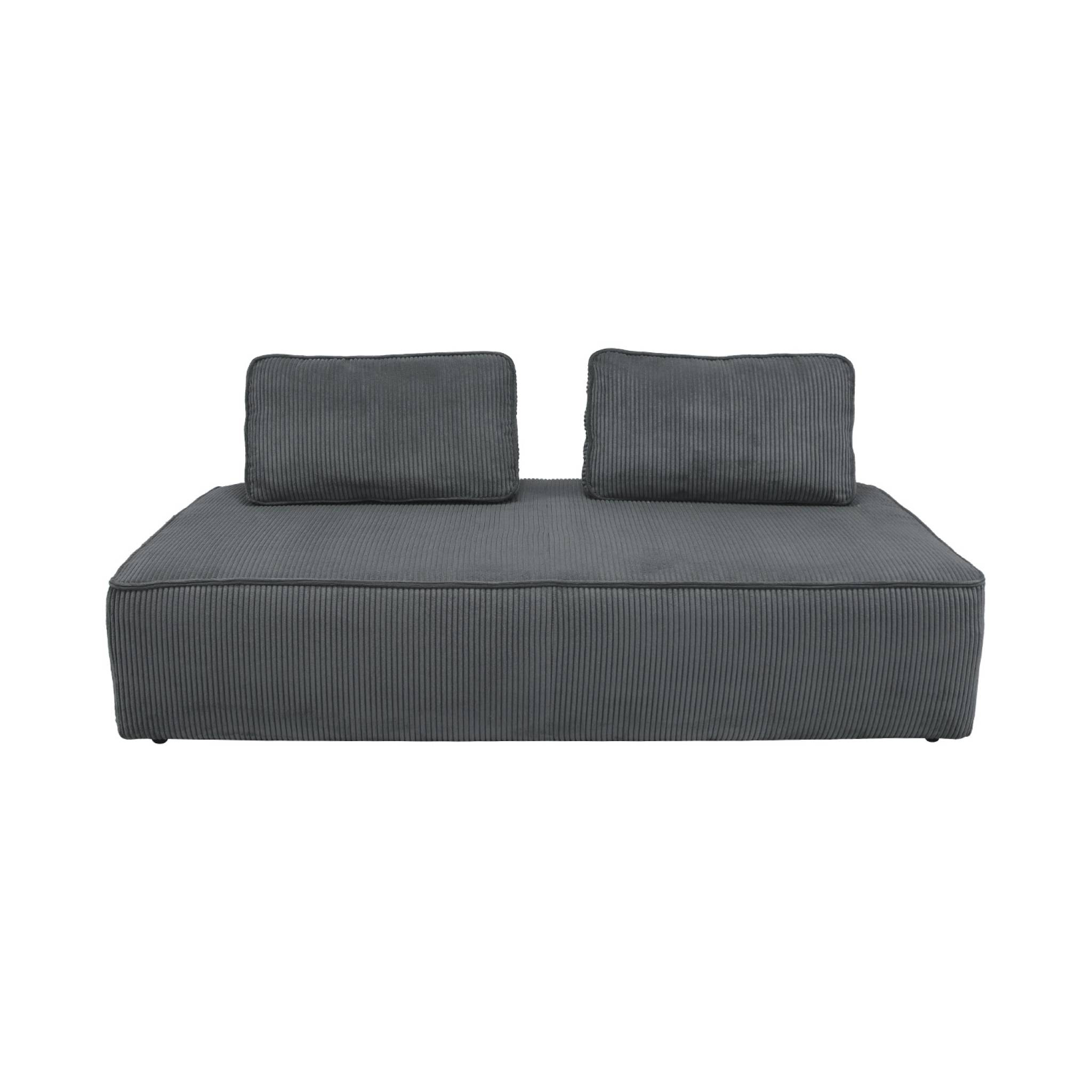 Lot de 2 chauffeuses LAO 2 places pour canapé modulable velours côtelé gris foncé. L 180 x P 90 x H 78cm