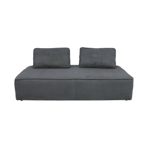 Lot de 2 chauffeuses LAO 2 places pour canapé modulable velours côtelé gris foncé. L 180 x P 90 x H 78cm