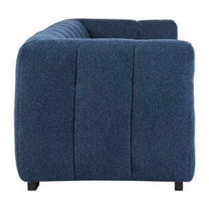 Canapé design 3 places en tissu effet velours texturé bleu foncé CORTO