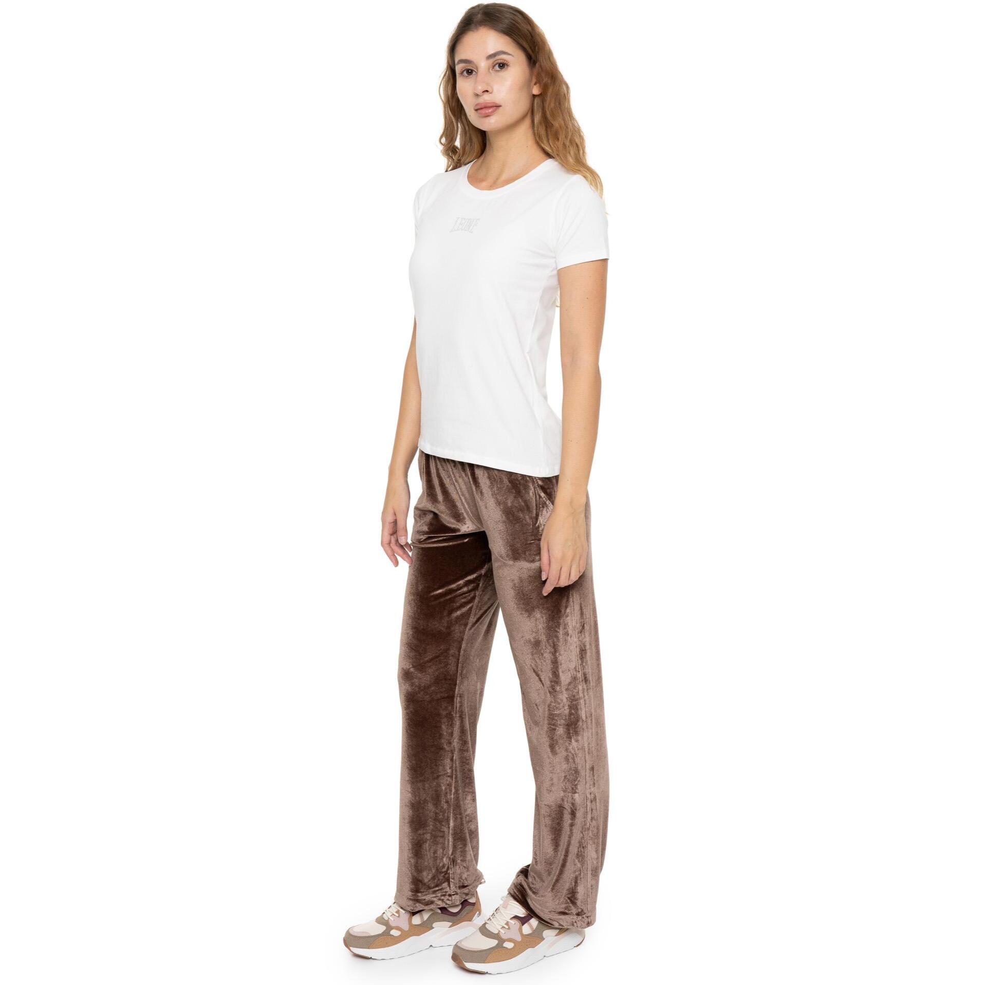 Camiseta de manga corta para mujer Leone 1947 Never Without con logo de pedrería