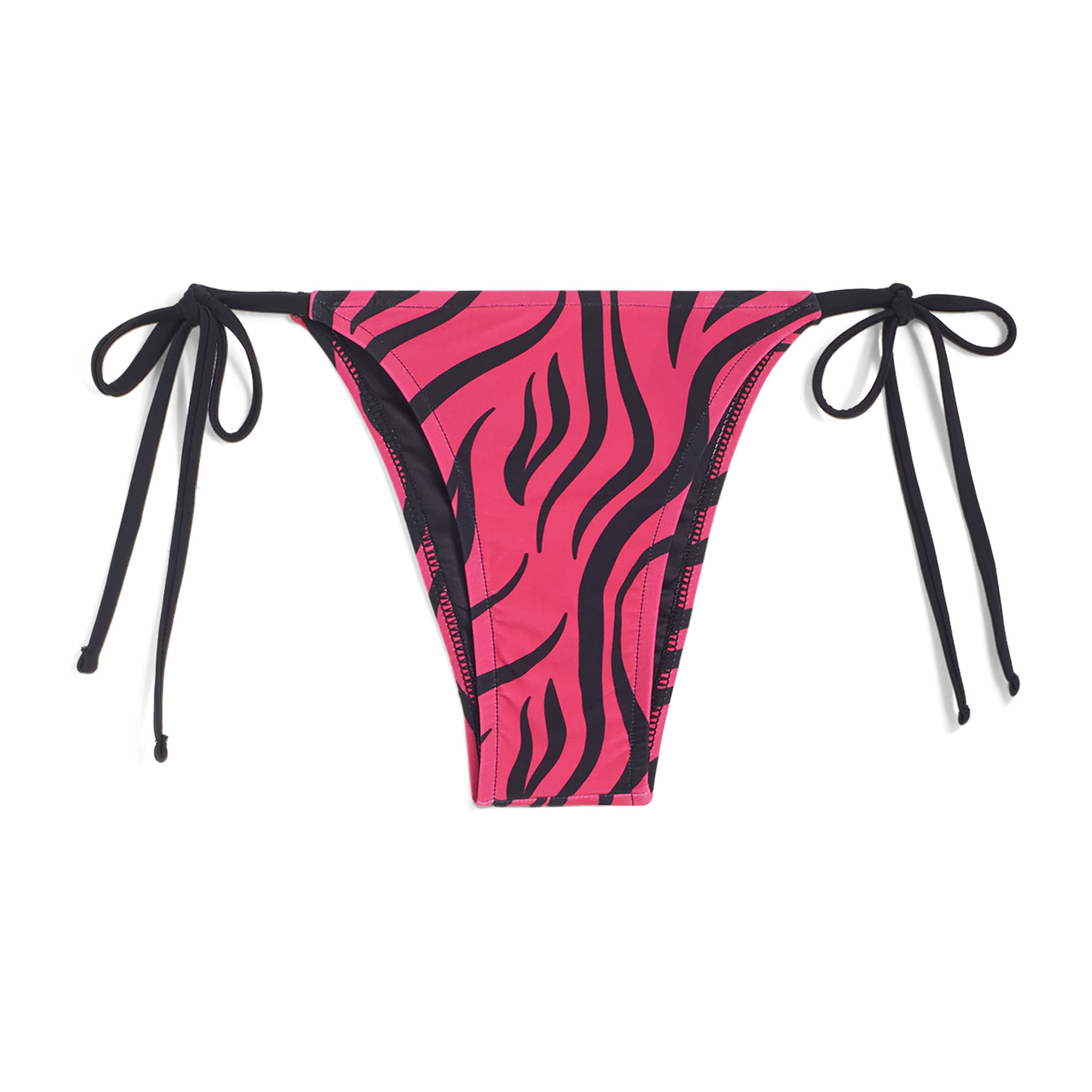 Slip bikini stampa zebrata con chiusura a laccetti