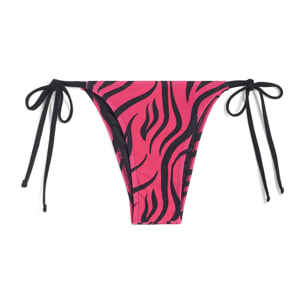 Slip bikini stampa zebrata con chiusura a laccetti