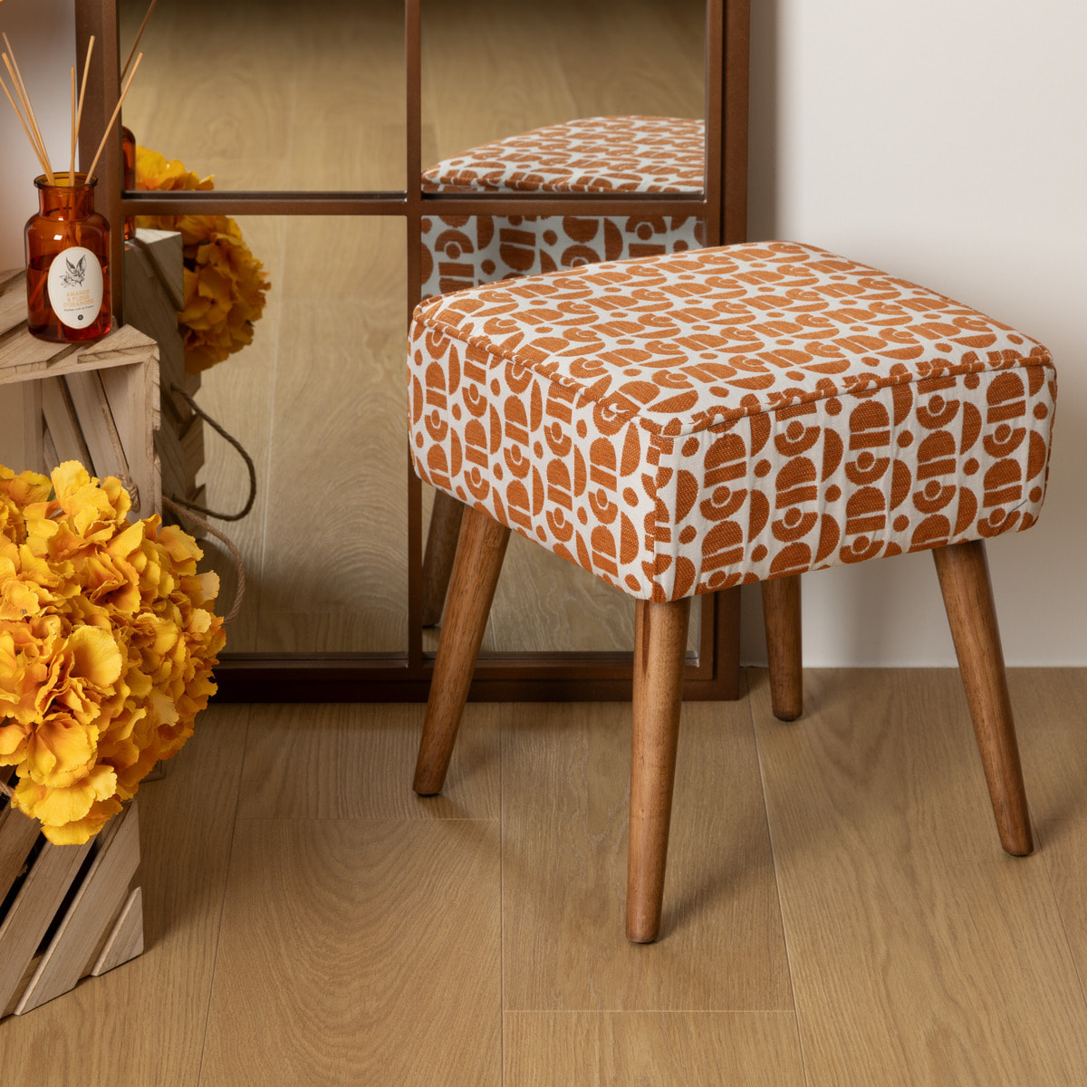 Tabouret d appoint Chiara ambre et blanc