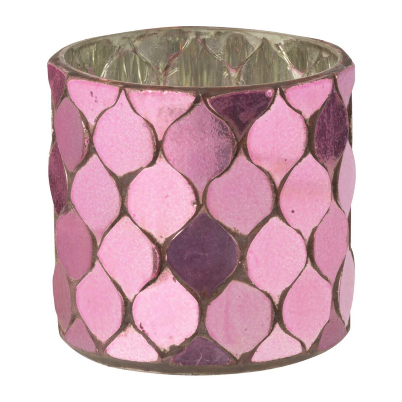 J-Line bougeoir Cylindre Mosaïque - verre - fuchsia