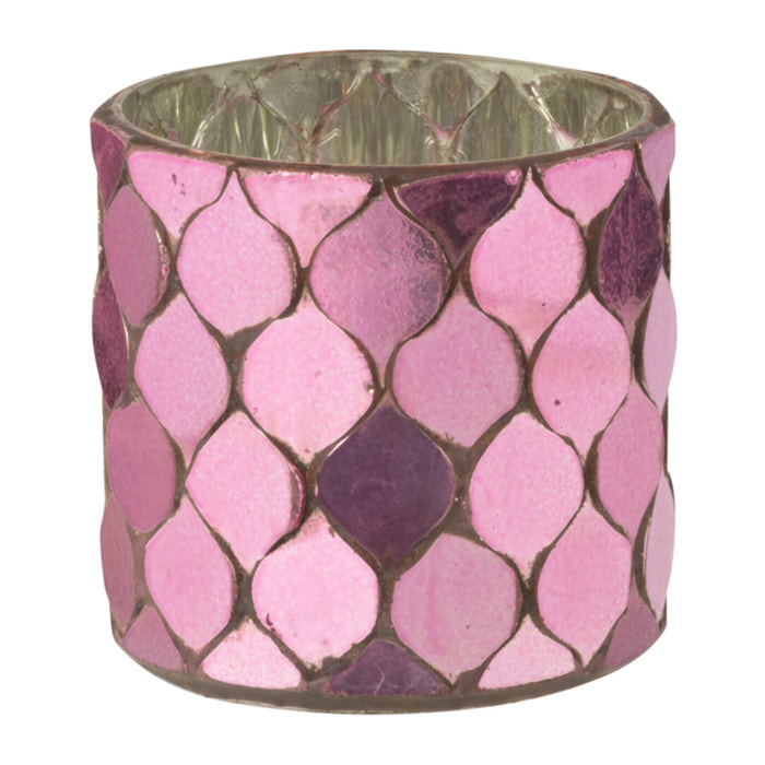 J-Line bougeoir Cylindre Mosaïque - verre - fuchsia