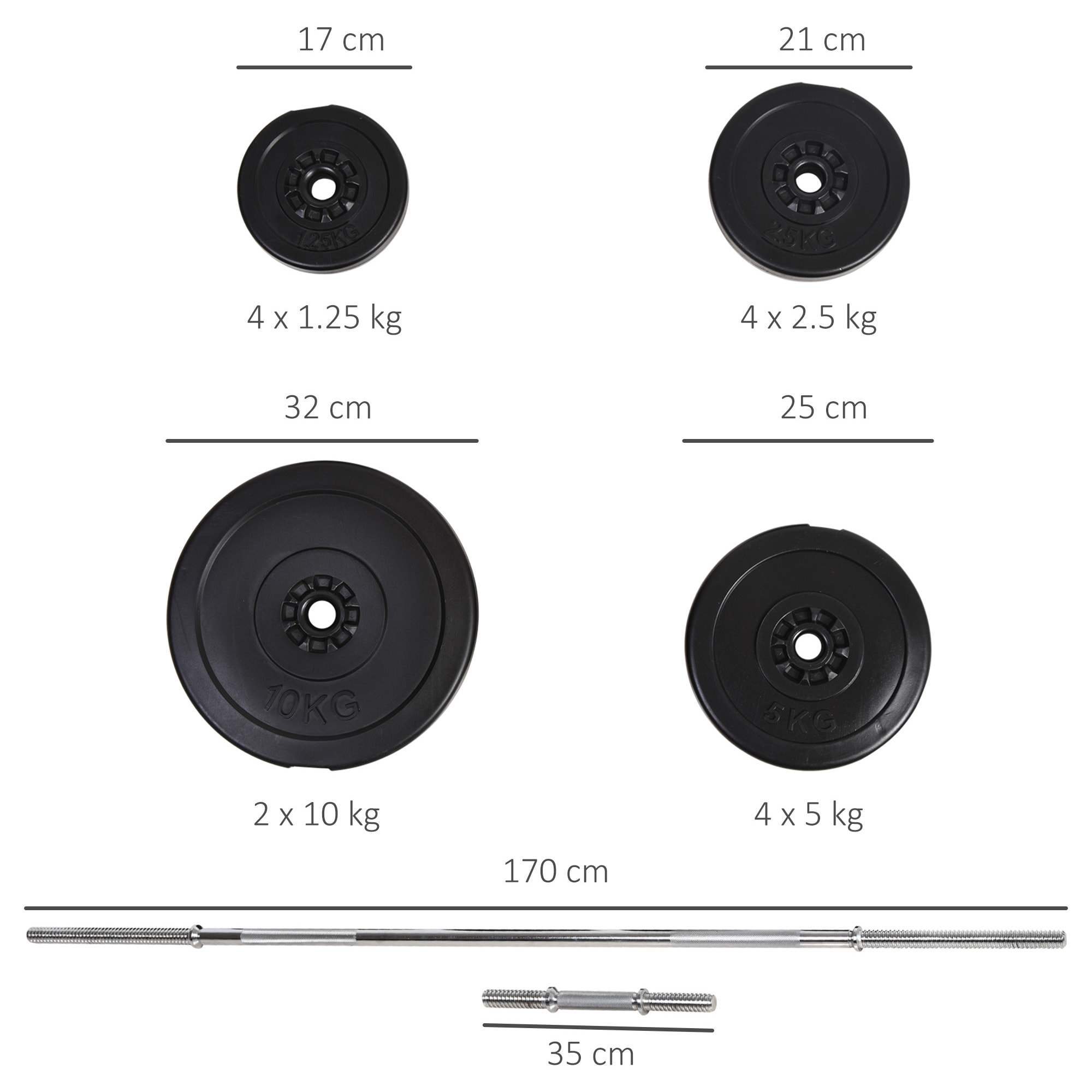 Juego de Pesas con Mancuernas y Barra Pesos Ajustables 2en1 con Discos Gimnasio