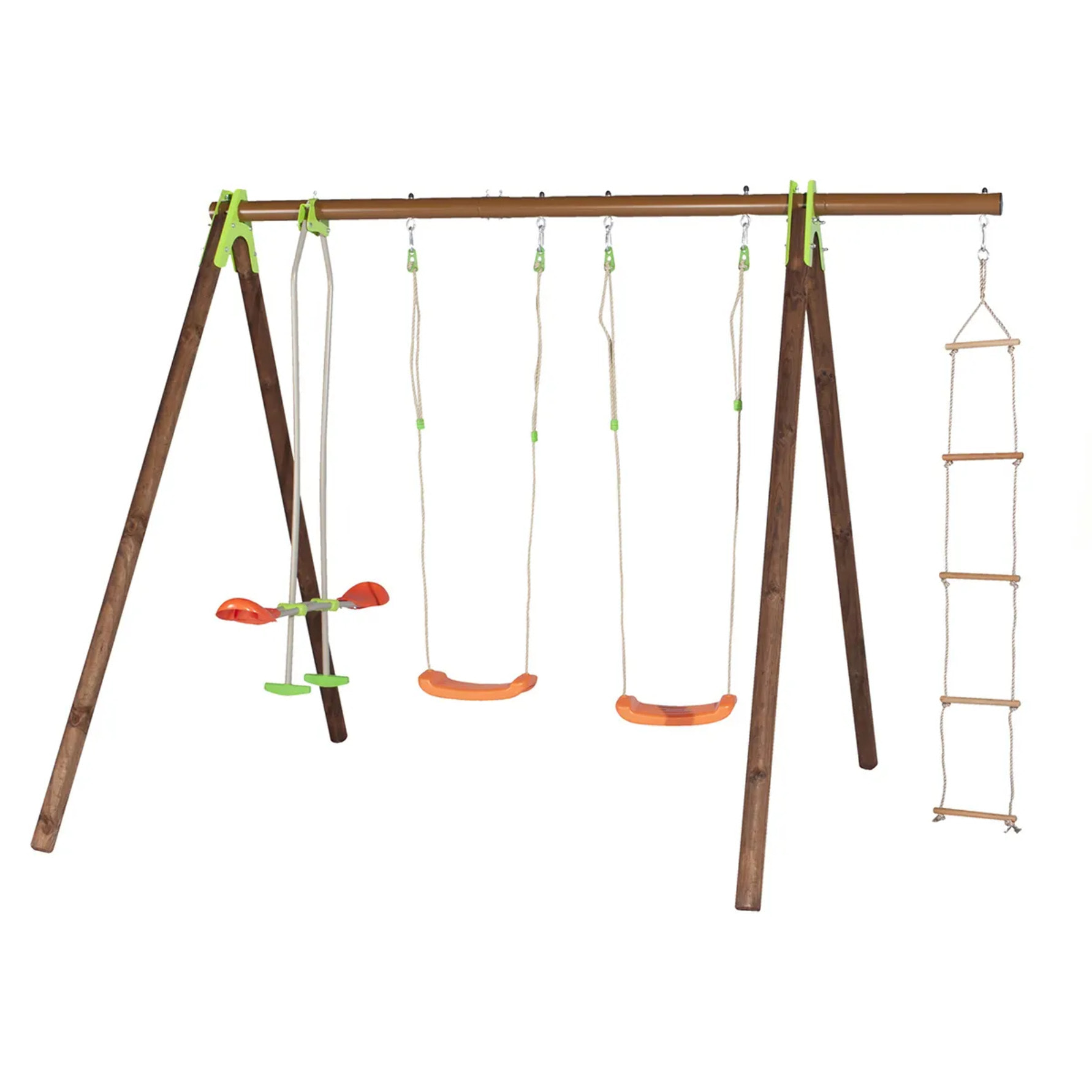 Portique bois poutre métal 2,30 m Techwood Premium DEKO - 5 enfants