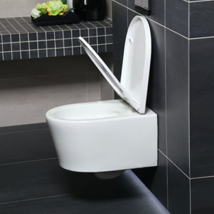Duofix Pack WC bâti autoportant + WC sans bride + abattant SoftClose Swiss Aqua Technologies + plaque (GEBSTBRWR03MAN-FR)