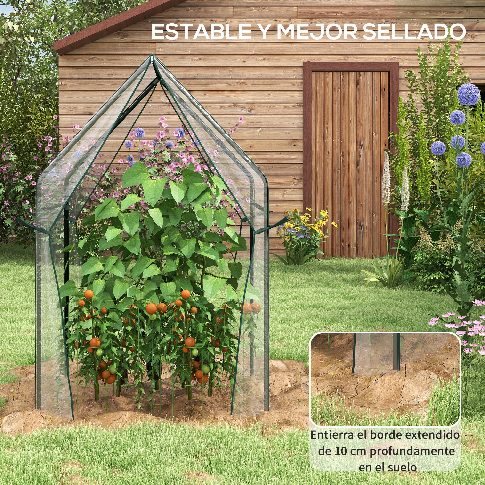 Invernadero de Jardín Invernadero de Terraza con 2 Puertas con Cremallera Anti-UV para Cultivo de Plantas Flores Verduras 90x90x145 cm Transparente