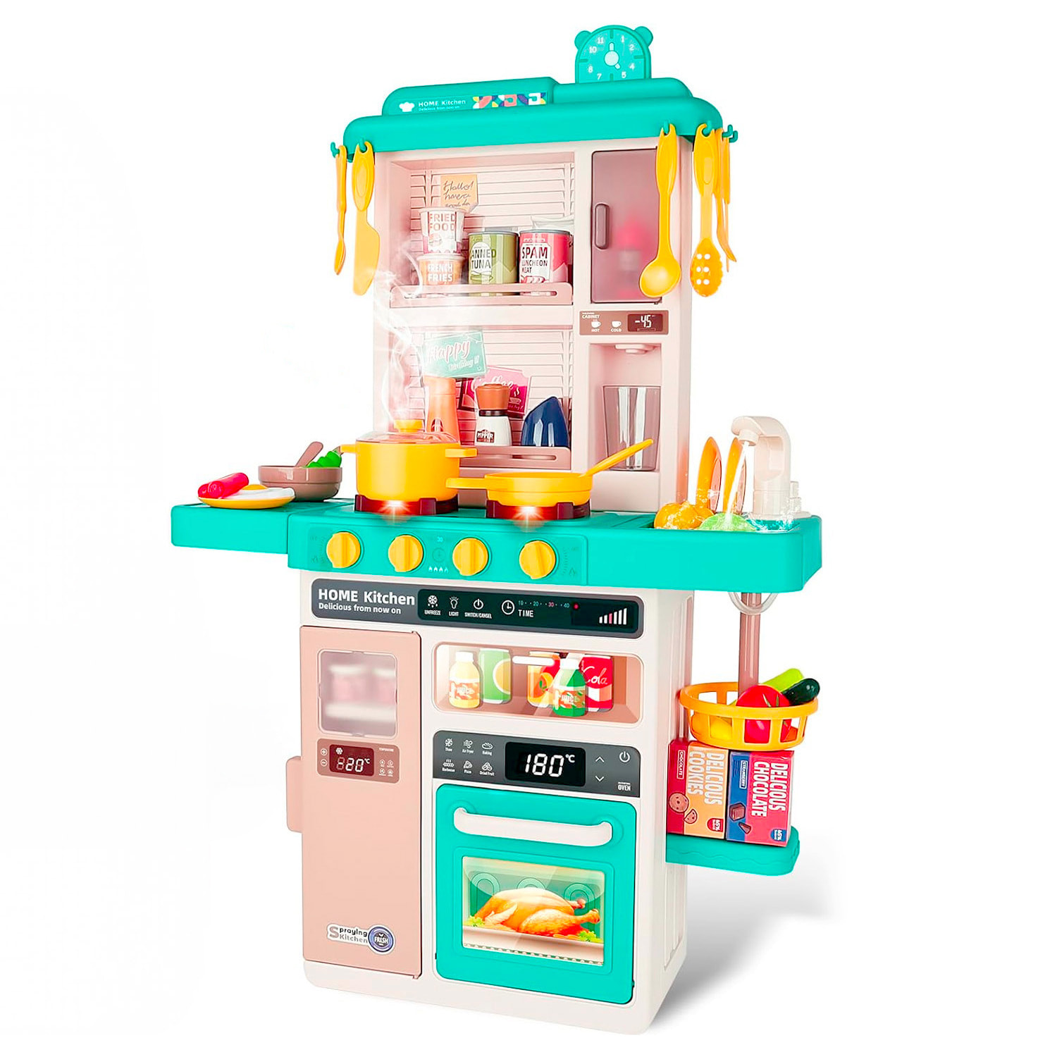 Cucina Giocattolo Bambini Con Luci E Suoni Realistici Rubinetto Con Riciclo Acqua Forno Fornelli Apribili 50 Accessori Gioco Educativo 3–8 Anni Verde