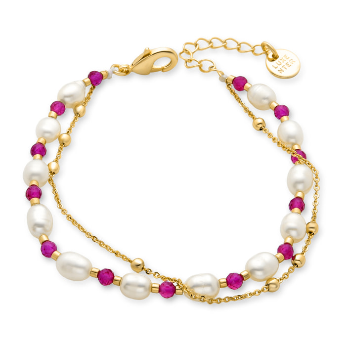 Pulsera de Perla Blanca acabada en oro amarillo de 18K