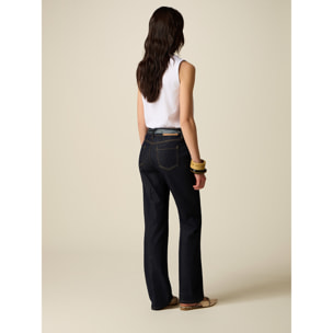 Oltre - Jeans regular con pañuelo en la cintura - Azul