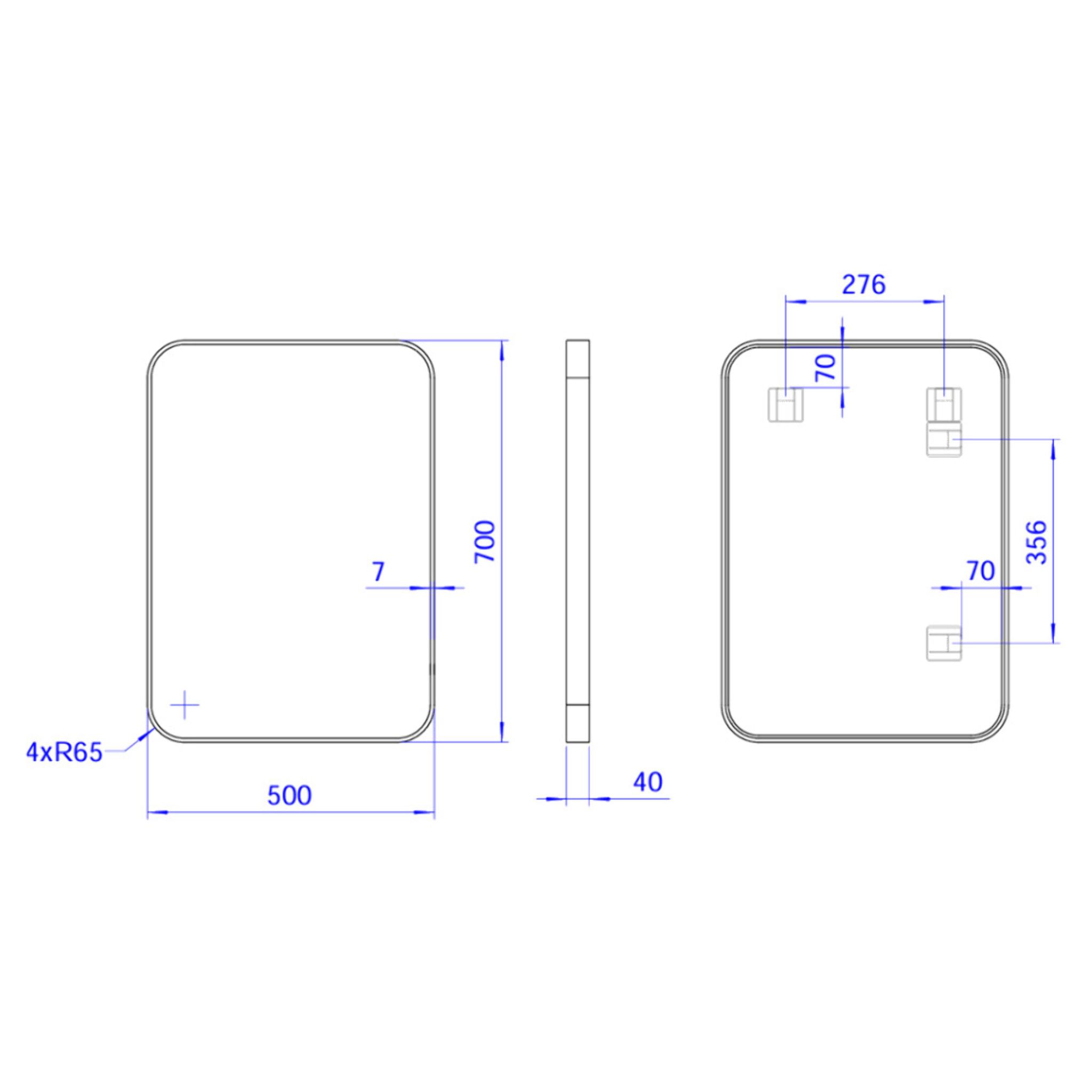 50x70 cm miroir suspendu rectangulaire, cadre en aluminium, noir (SATZOB5070CE)
