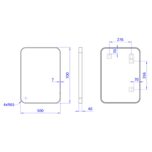 50x70 cm miroir suspendu rectangulaire, cadre en aluminium, noir (SATZOB5070CE)