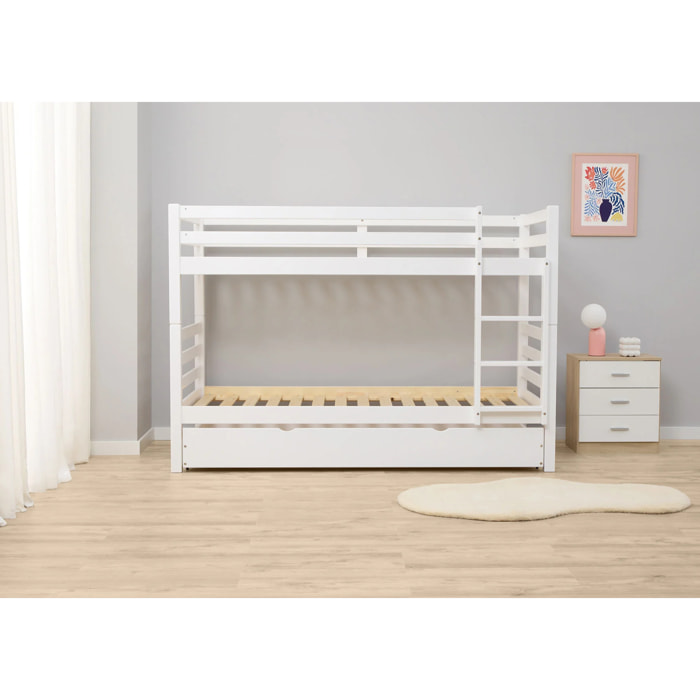 Litera Marmota con Cajón - 2 Camas de 90 - Multiposición - Práctica y resistente