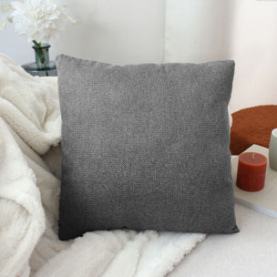 Coussin déhoussable en velours chenillé - Gris Foncé