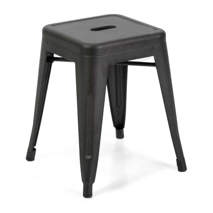 Sgabello New Bristol Vacchetti in ferro nero cm38x38h45