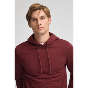 Felpa granata con cappuccio, regular fit con logo Rigby Go