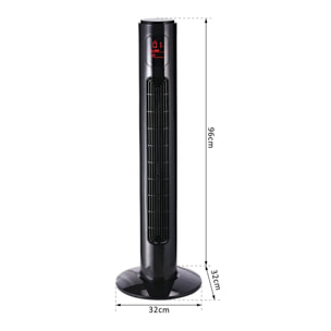 Ventilateur colonne tour 45 W programmable oscillant avec télécommande noir