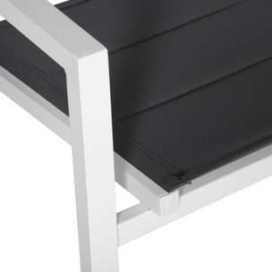 Lot de 8 chaises rembourrées en aluminium blanc - textilène gris