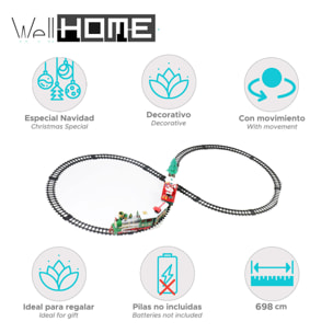 Juego de tren de navidad de 39 piezas con luces y sonidos con una vía de 698cm