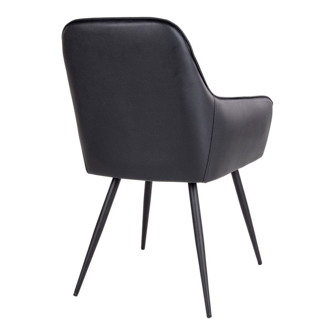 Set 2 sedie da pranzo Harbo con braccioli in ecopelle nera e gambe in metallo nero