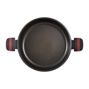 Cacerola baja en aluminio fundido de color negro, apta para inducción y antiadherente