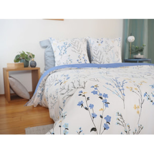 Parure housse de couette satin de coton blanc