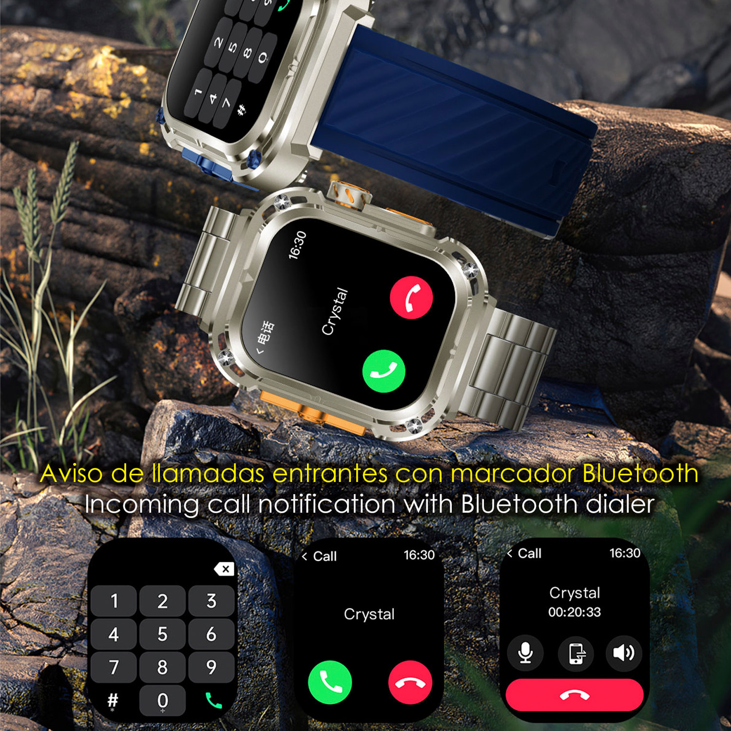 Smartwatch Z85 Max con schermo da 2", triplo cinturino. Monitor sanitari, ECG, pressione sanguigna. Modalità sport, chiamate BT.