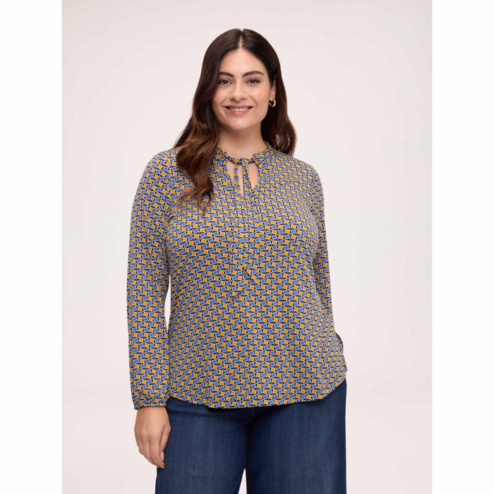 Fiorella Rubino - T-shirt con stampa e fiocco - Blu