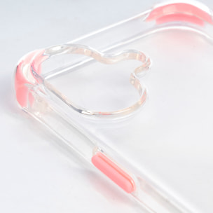 Custodia trasparente con rilievo protettivo per fotocamera, angoli rinforzati rosa, antiurto e antimanchie Magsafe per iPhone 17.