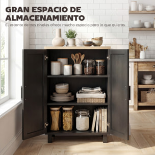 Aparador de 2 Puertas, Aparador de Salón Estrecho, Armario de Cocina con Estante Ajustable, para Cocina, Entrada, Dormitorio, 60x30x90 cm, Negro