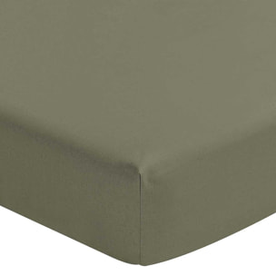 Drap housse uni en lin lavé, Made in France, NOUVELLE VAGUE , Vert kaki
