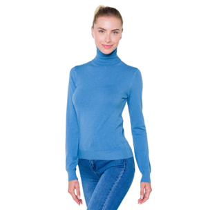 Maglia collo alto Hot Buttered Aurelie bluette