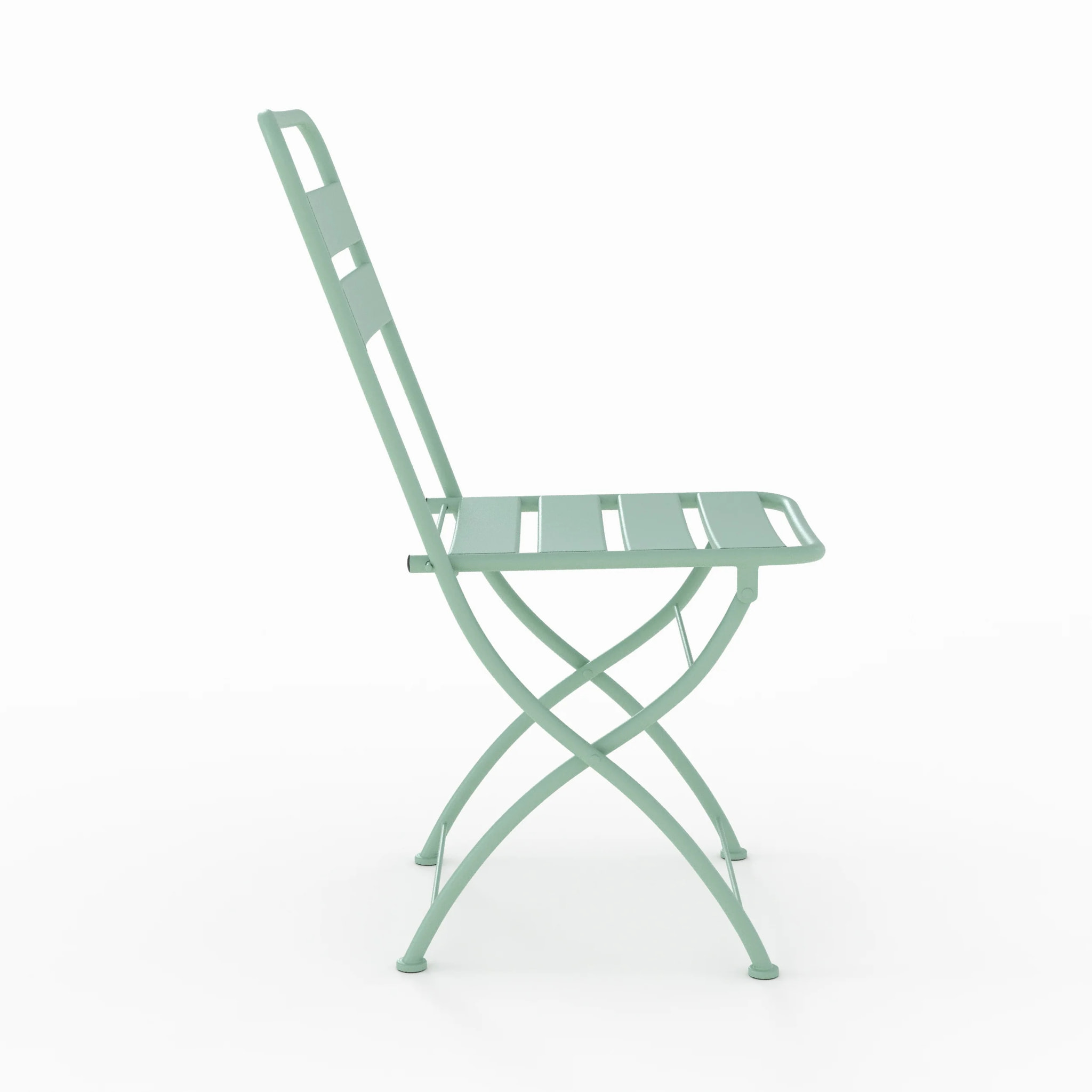 Lot de 2 chaises de jardin en métal vert clair, pliantes - Yumi