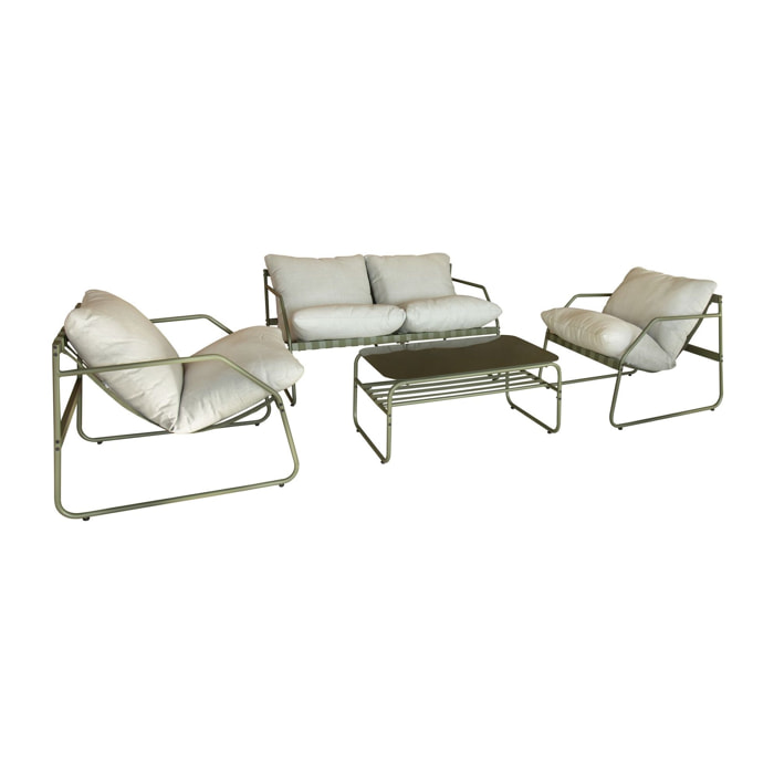 Salon de jardin vert 4 places acier inoxydable FLORENCE