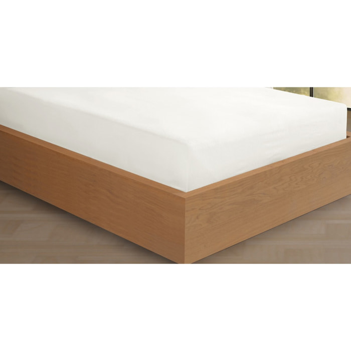 Drap housse Flanelle de coton blanc